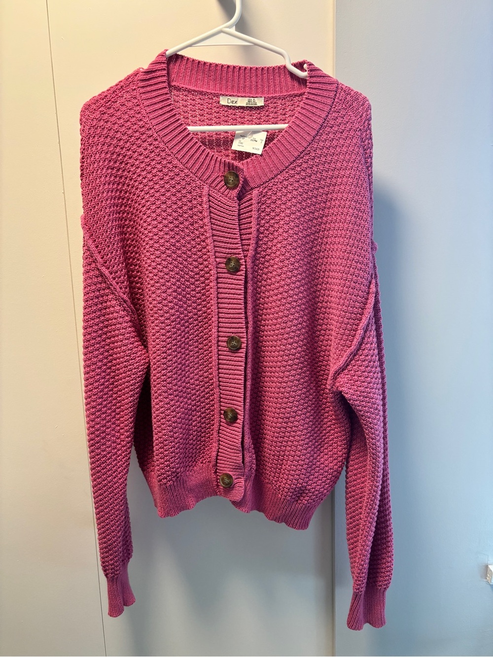 NWT Dex Pink Chunky Knit Button-Up Sweater XL